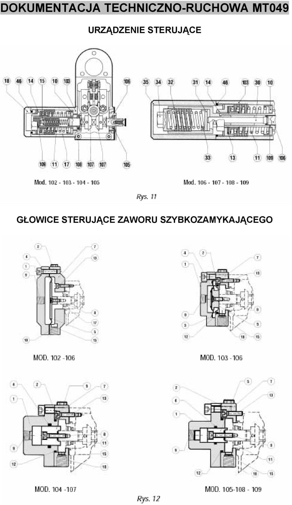 GŁOWICE  ZAWORU