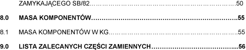 1 MASA KOMPONENTÓW W KG..55 9.