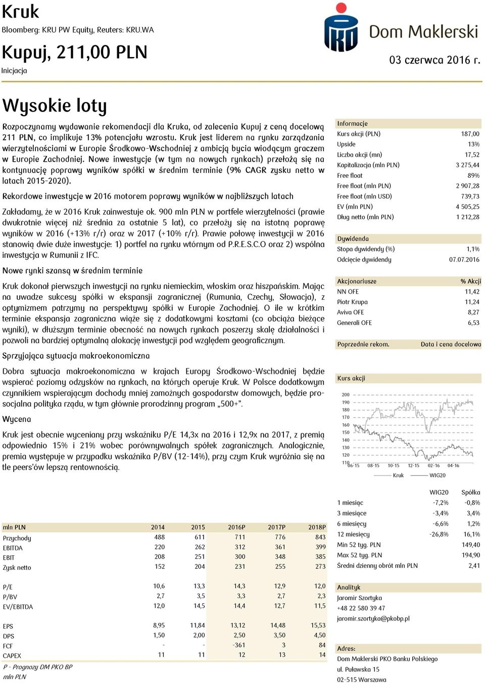 Kruk jest liderem na rynku zarządzania wierzytelnościami w Europie Środkowo-Wschodniej z ambicją bycia wiodącym graczem w Europie Zachodniej.