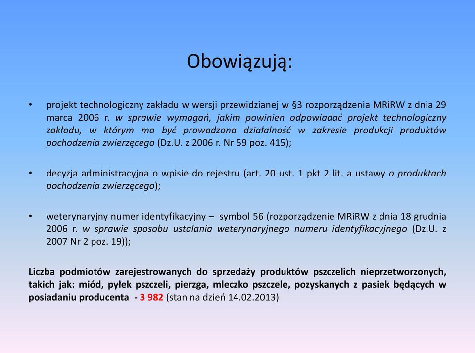 415); decyzja administracyjna o wpisie do rejestru (art. 20 ust. 1 pkt 2 lit.