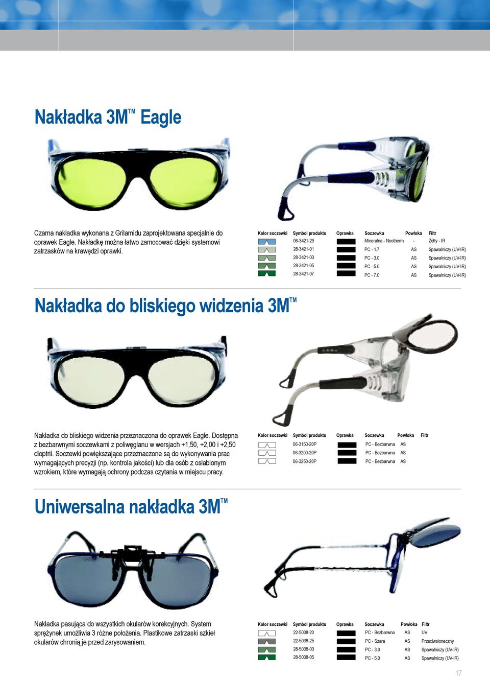 0 - Żółty - IR Spawalniczy (-IR) Spawalniczy (-IR) Spawalniczy (-IR) Spawalniczy (-IR) Nakładka do bliskiego widzenia 3M Nakładka do bliskiego widzenia przeznaczona do oprawek Eagle.