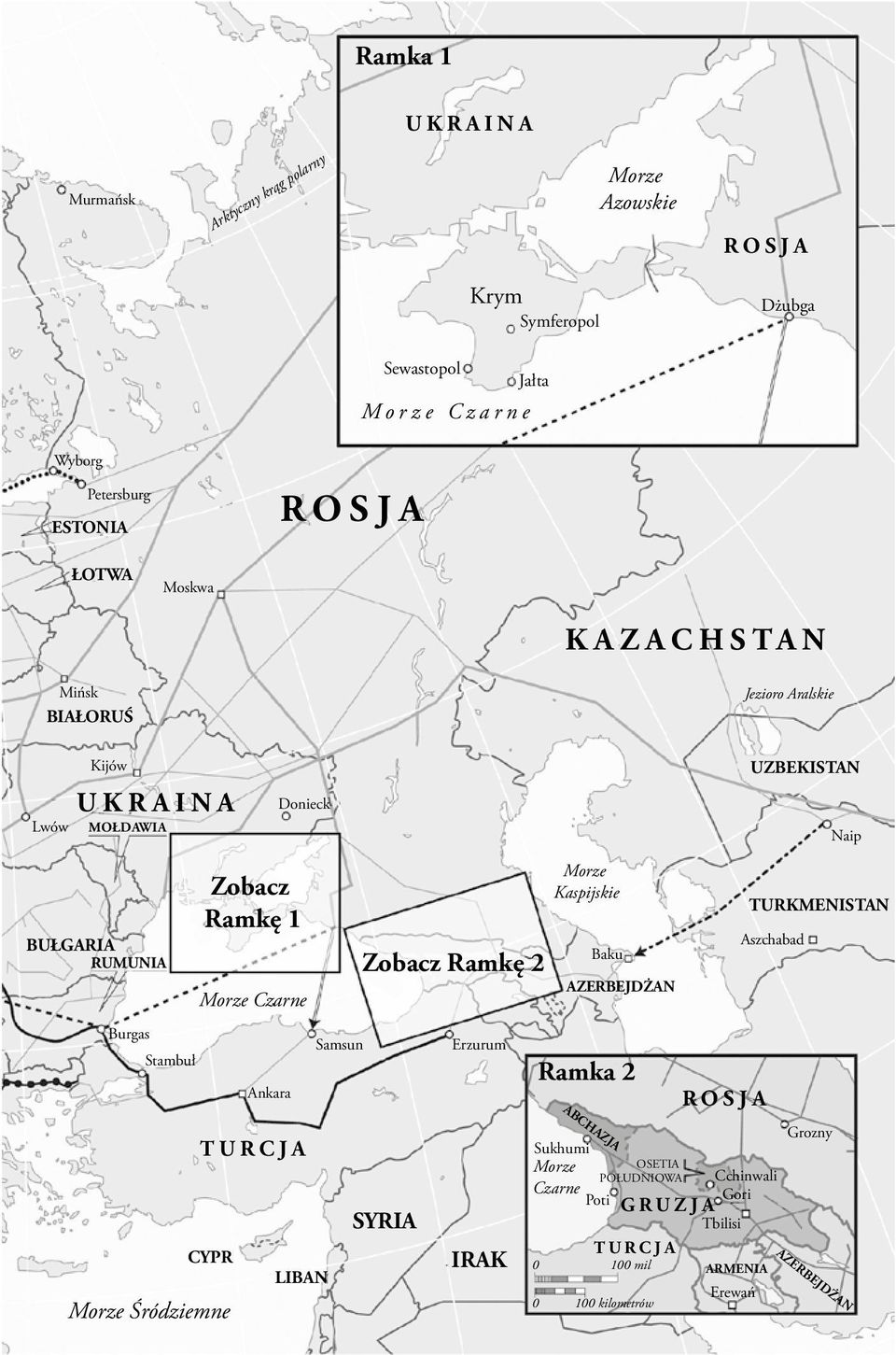 Morze Czarne Ankara TURCJA CYPR Morze Śródziemne LIBAN Samsun Zobacz Ramkę 2 SYRIA Erzurum IRAK Morze Kaspijskie Baku AZERBEJDŻAN Ramka 2 ABCHAZJA ROSJA