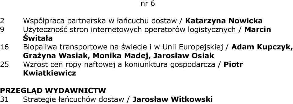 / Adam Kupczyk, Grażyna Wasiak, Monika Madej, Jarosław Osiak 25 Wzrost cen ropy naftowej a