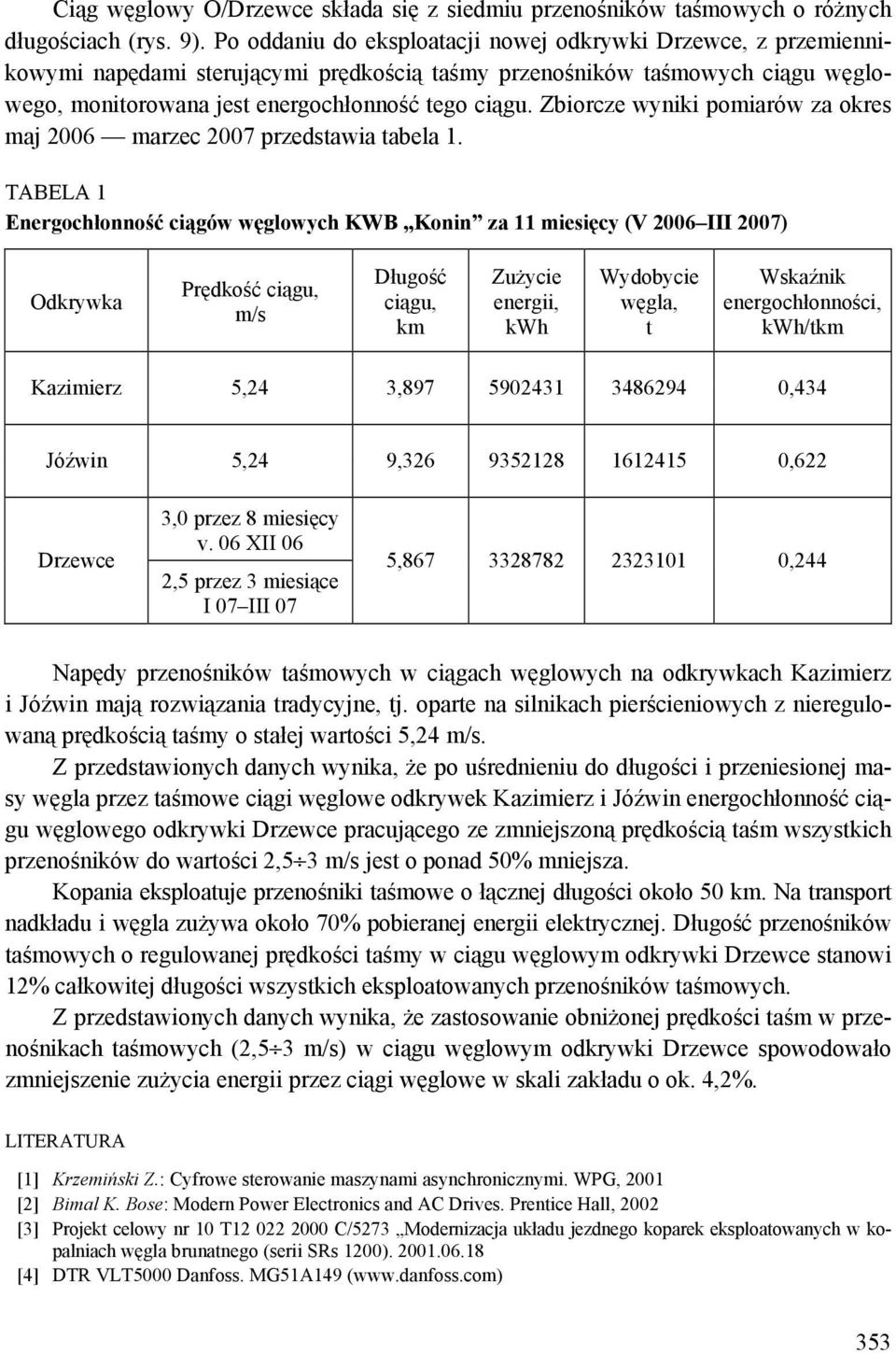 Zbiorcze wyniki pomiarów za okres maj 2006 marzec 2007 przedstawia tabela 1.