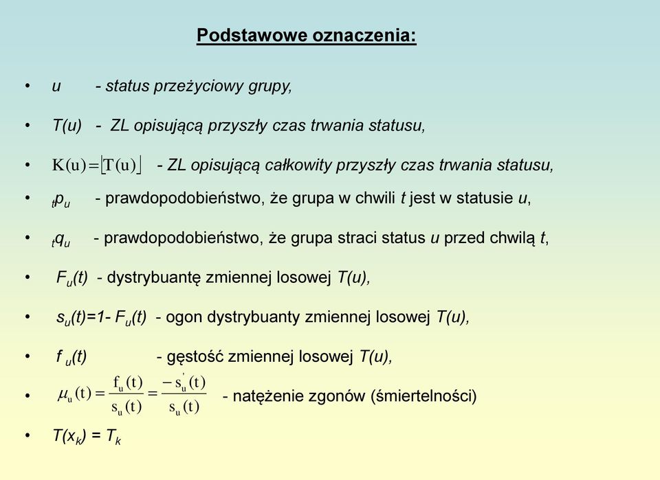 rwdoodobińswo, ż gru sri sus u rd hwilą, F u - dsrbunę inn losow Tu, s u =- F u -