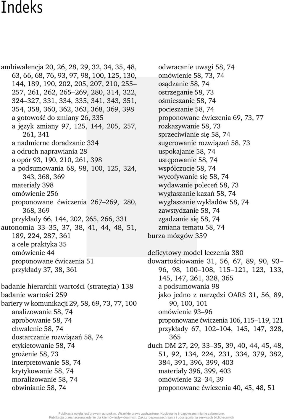 210, 261, 398 a podsumowania 68, 98, 100, 125, 324, 343, 368, 369 materiały 398 omówienie 256 proponowane ćwiczenia 267 269, 280, 368, 369 przykłady 66, 144, 202, 265, 266, 331 autonomia 33 35, 37,