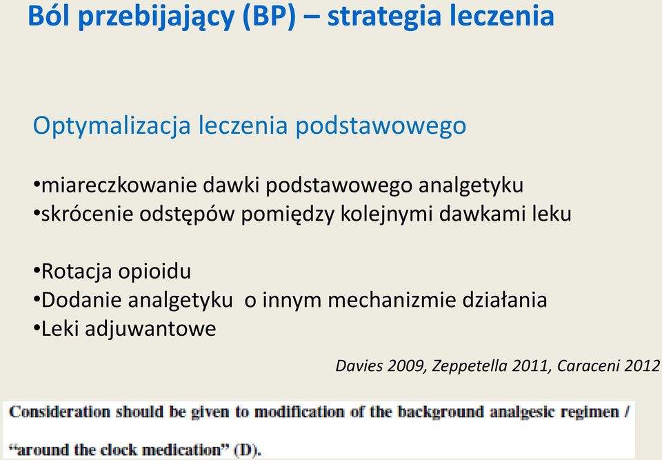 odstępów pomiędzy kolejnymi dawkami leku Rotacja opioidu Dodanie