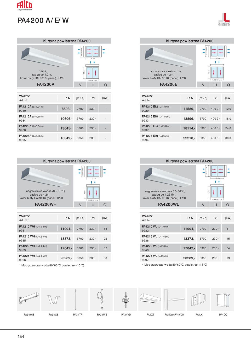 biały RAL9016 (panel), IP20 4,2 m zimna, zasięg do 4,2m, kolor biały RAL9016 (panel), IP20 11580, 2700 12,0 PA4215 E18 (L=1,55m) 9933 13896, 3700 18,0 PA4220 E24 (L=2,04m) 9937 18114, 5300 24,0