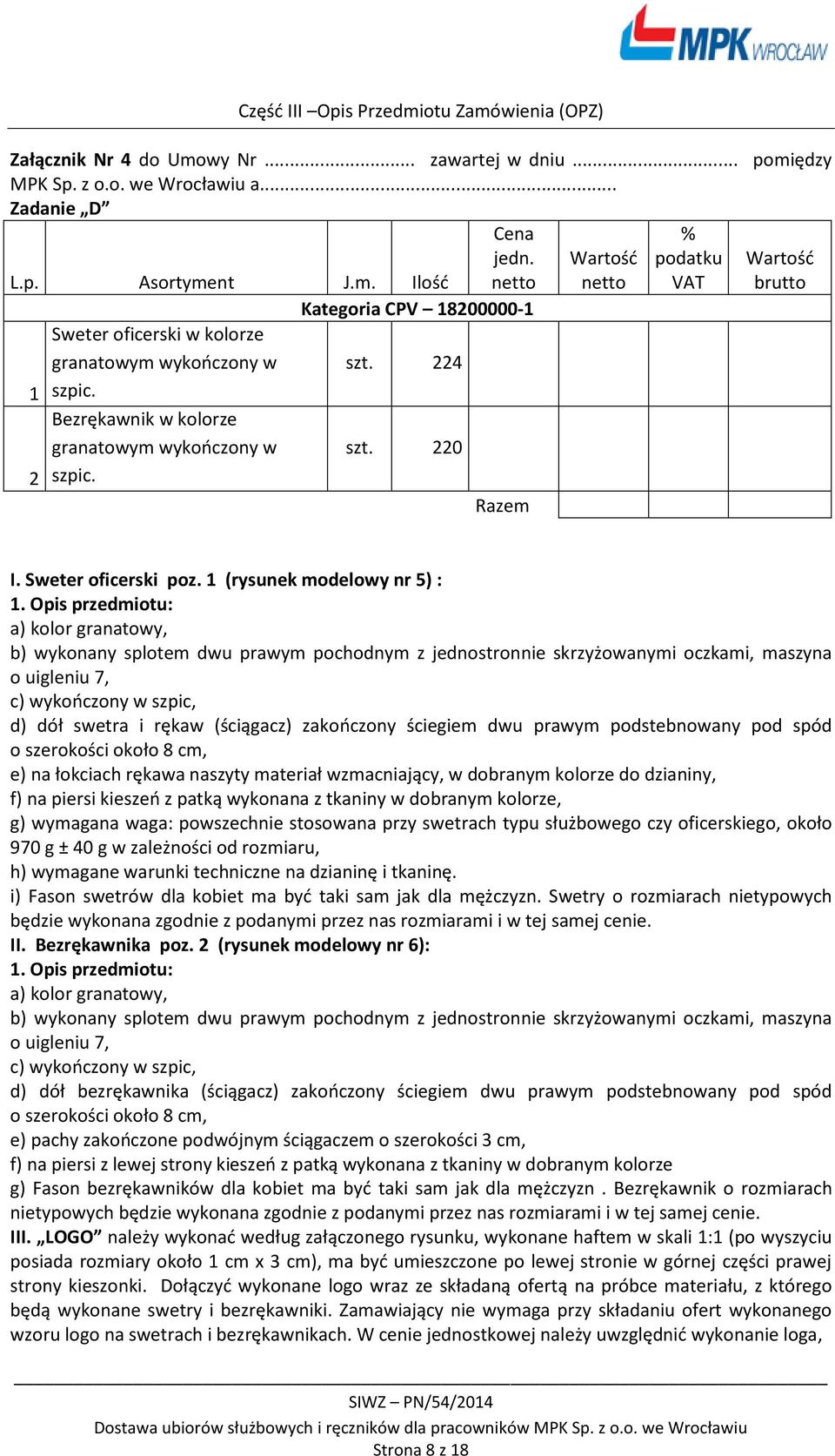 Sweter oficerski poz. 1 (rysunek modelowy nr 5) : 1.