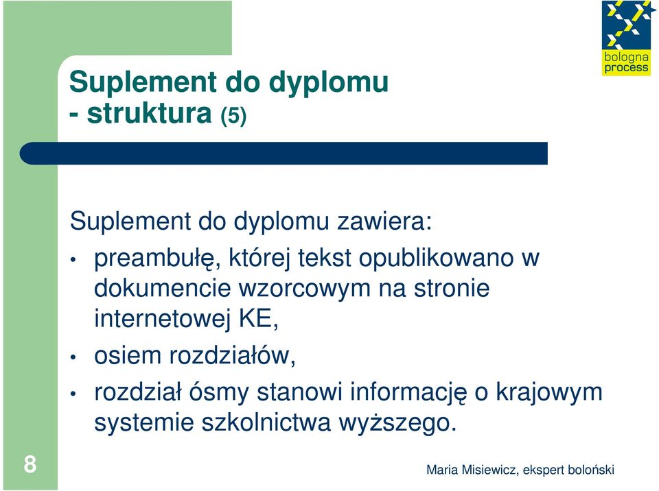 wzorcowym na stronie internetowej KE, osiem rozdziałów,