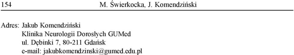 Klinika Neurologii Dorosłych GUMed ul.