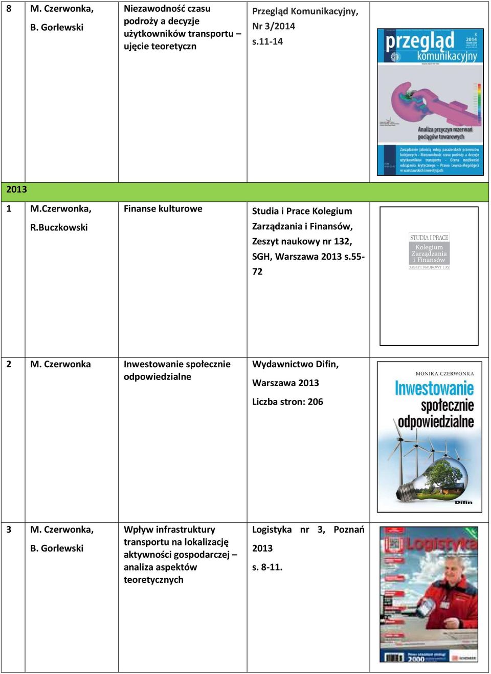 11-14 2013 1 M.Czerwonka, R.Buczkowski Finanse kulturowe Zeszyt naukowy nr 132, SGH, Warszawa 2013 s.55-72 2 M.