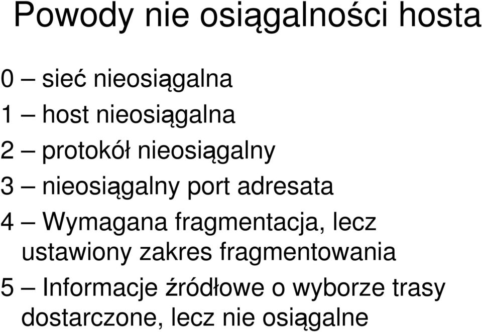 adresata 4 Wymagana fragmentacja, lecz ustawiony zakres