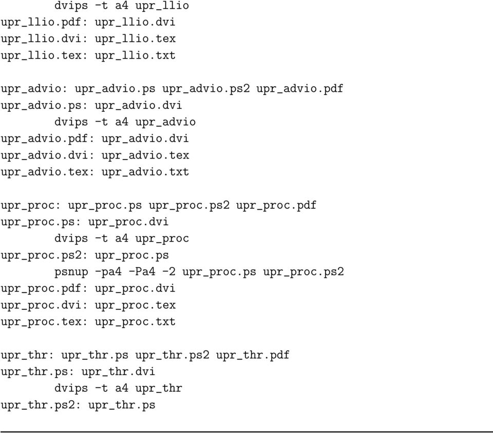 ps upr_proc.ps2 upr_proc.pdf upr_proc.ps: upr_proc.dvi dvips -t a4 upr_proc upr_proc.ps2: upr_proc.ps psnup -pa4 -Pa4-2 upr_proc.ps upr_proc.ps2 upr_proc.pdf: upr_proc.