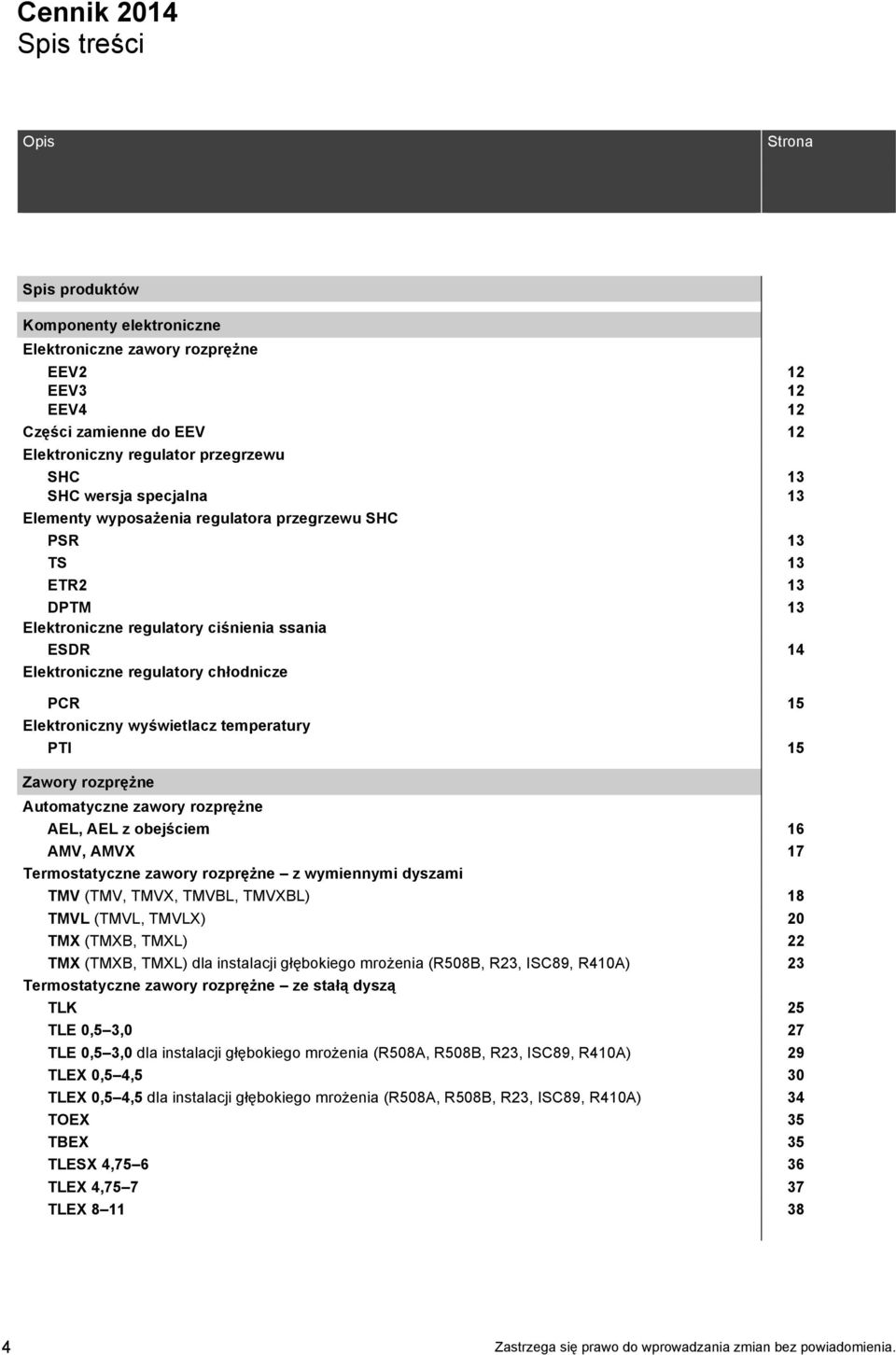 wyświetlacz temperatury PTI 15 Zawory rozprężne Automatyczne zawory rozprężne AEL, AEL z obejściem 16 AMV, AMVX 17 Termostatyczne zawory rozprężne z wymiennymi dyszami TMV (TMV, TMVX, TMVBL, TMVXBL)