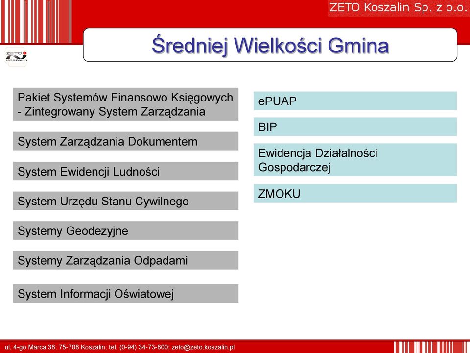 System Urzędu Stanu Cywilnego epuap BIP Ewidencja Działalności Gospodarczej