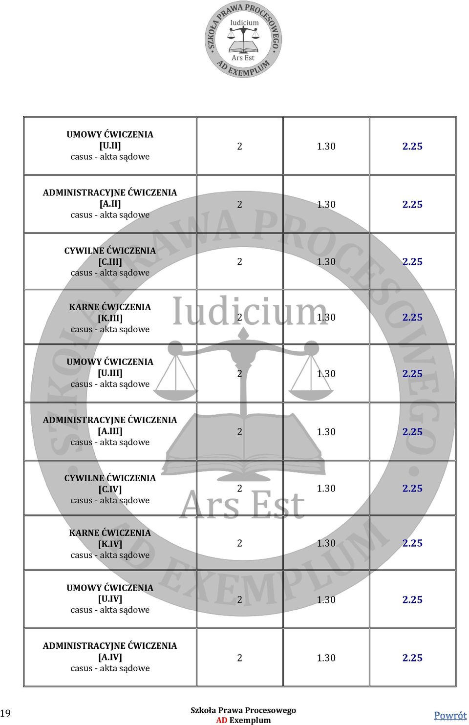 III] casus - akta sądowe 2 1.30 2.25 CYWILNE ĆWICZENIA [C.IV] casus - akta sądowe 2 1.30 2.25 KARNE ĆWICZENIA [K.IV] casus - akta sądowe 2 1.30 2.25 UMOWY ĆWICZENIA [U.