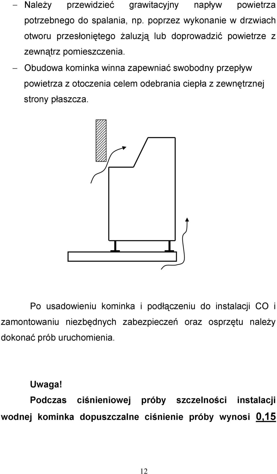 Obudowa kominka winna zapewniać swobodny przepływ powietrza z otoczenia celem odebrania ciepła z zewnętrznej strony płaszcza.