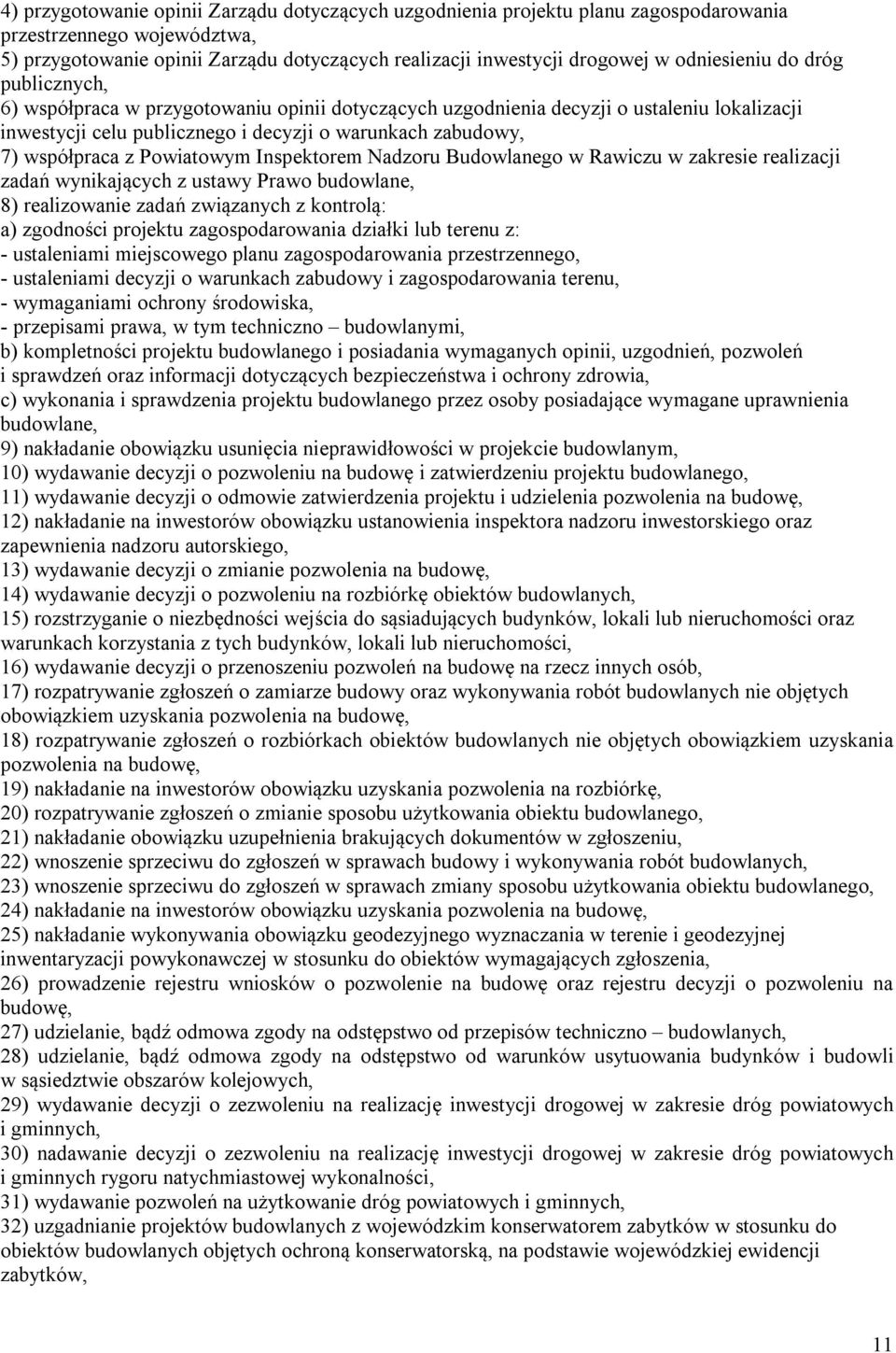 z Powiatowym Inspektorem Nadzoru Budowlanego w Rawiczu w zakresie realizacji zadań wynikających z ustawy Prawo budowlane, 8) realizowanie zadań związanych z kontrolą: a) zgodności projektu