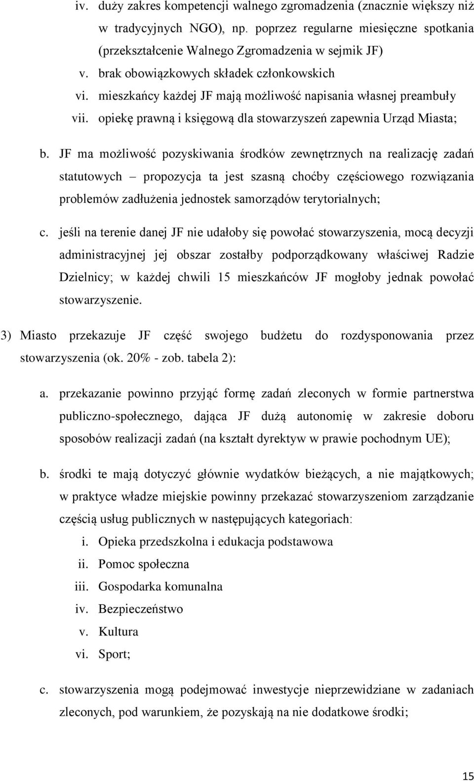 JF ma możliwość pozyskiwania środków zewnętrznych na realizację zadań statutowych propozycja ta jest szasną choćby częściowego rozwiązania problemów zadłużenia jednostek samorządów terytorialnych; c.