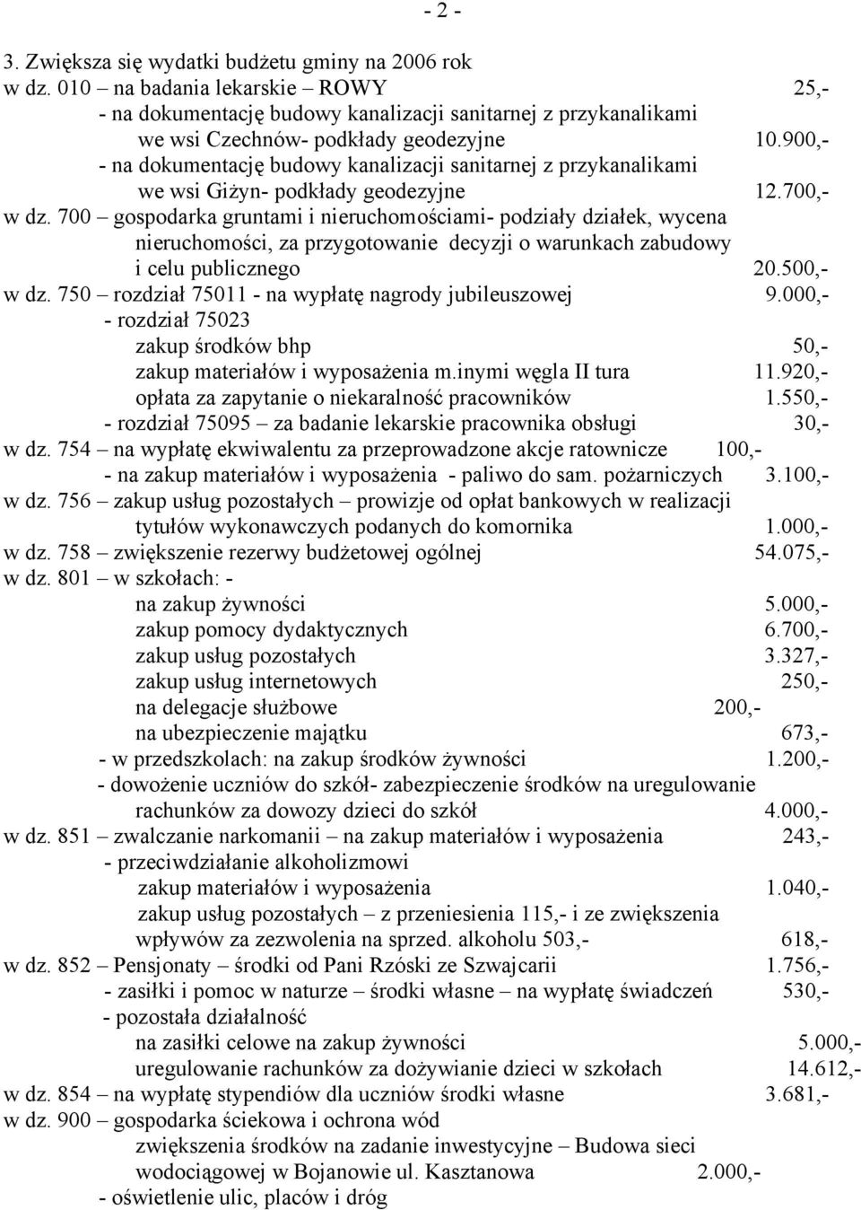 700 gospodarka gruntami i nieruchomościami- podziały działek, wycena nieruchomości, za przygotowanie decyzji o warunkach zabudowy i celu publicznego 20.500,- w dz.