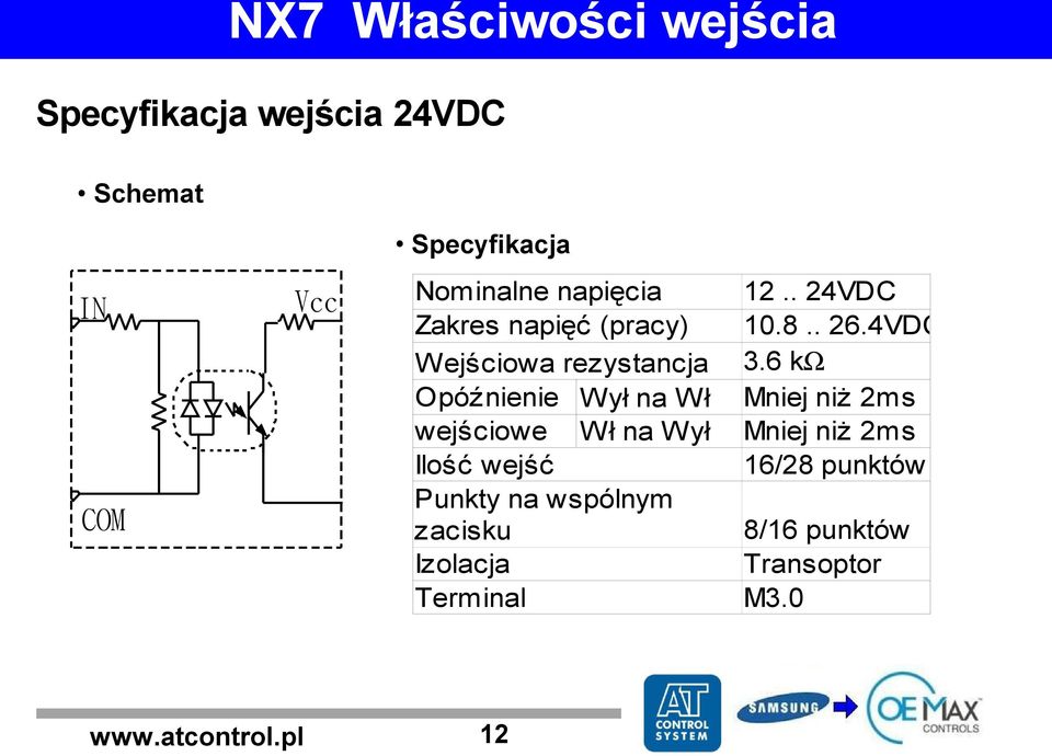 4VDC Wejściowa rezystancja 3.