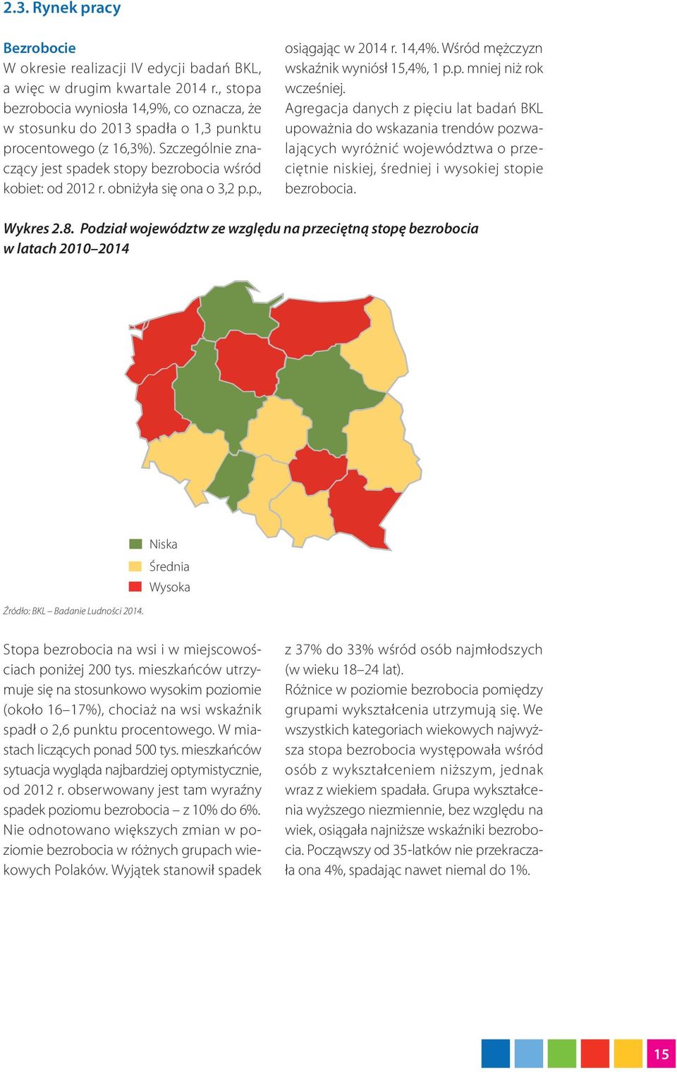 obniżyła się ona o 3,2 p.p., osiągając w 2014 r. 14,4%. Wśród mężczyzn wskaźnik wyniósł 15,4%, 1 p.p. mniej niż rok wcześniej.