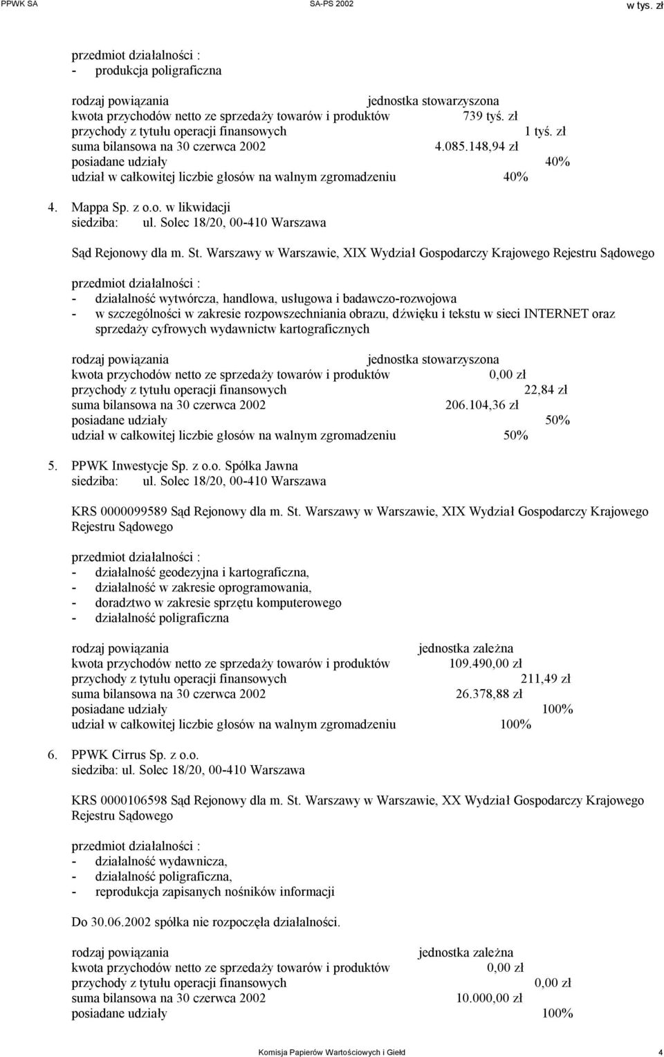 z o.o. w likwidacji siedziba: ul. Solec 18/20, 00-410 Warszawa Sąd Rejonowy dla m. St.