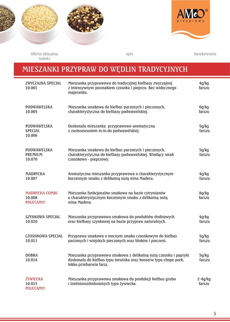 006 Doskonała mieszanka przyprawowo-aromatyczna z zastosowaniem m.in.do podwawelskiej. PODWAWELSKA PREMIUM 10.