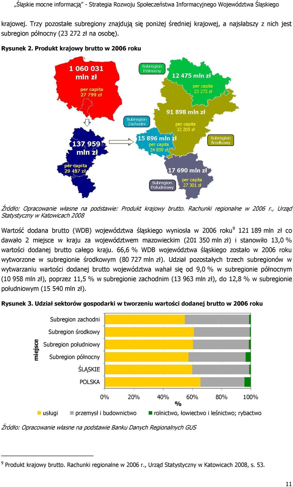 Produkt krajowy brutto w 2006 roku Źródło: Opracowanie własne na podstawie: Produkt krajowy brutto. Rachunki regionalne w 2006 r.