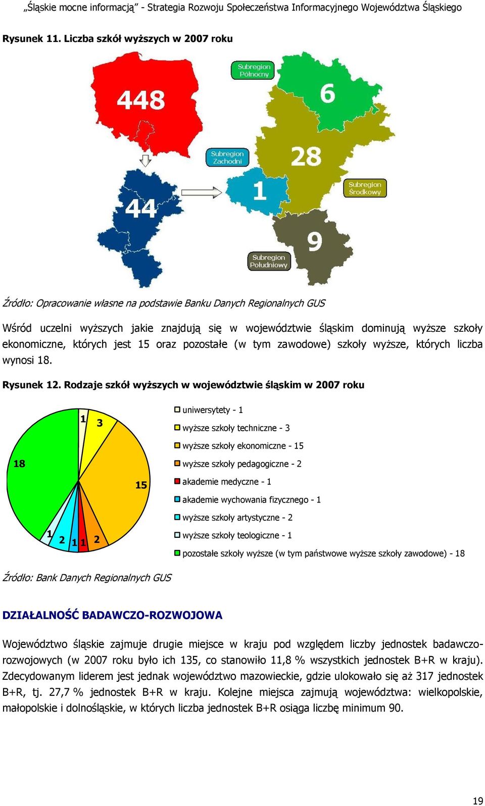 ekonomiczne, których jest 15 oraz pozostałe (w tym zawodowe) szkoły wyższe, których liczba wynosi 18. Rysunek 12.