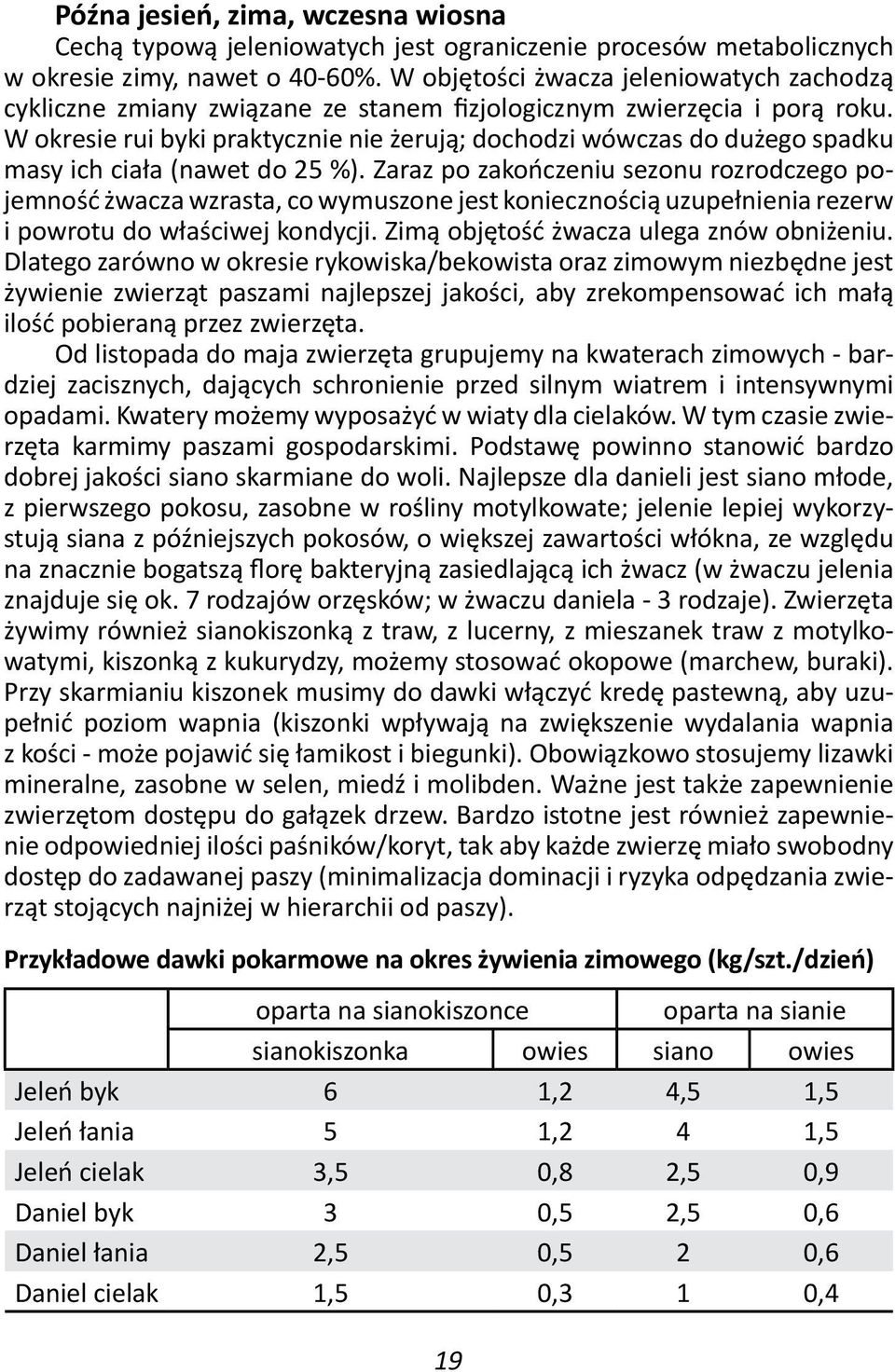 W okresie rui byki praktycznie nie żerują; dochodzi wówczas do dużego spadku masy ich ciała (nawet do 25 %).