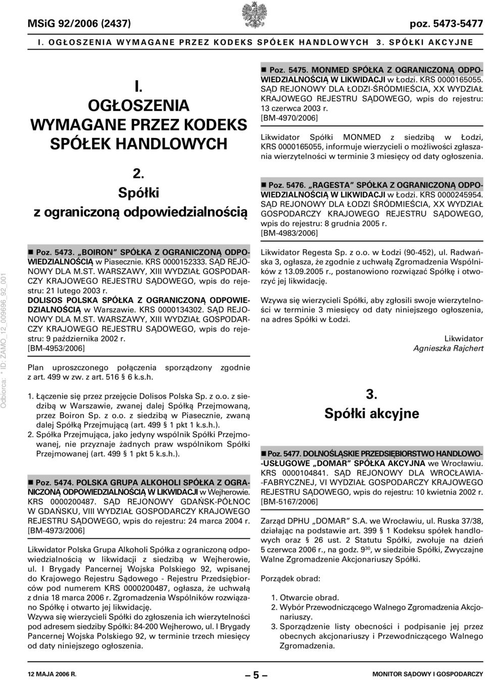 SĄD REJONOWY DLA ŁODZI-ŚRÓDMIEŚCIA, XX WYDZIAŁ KRAJO 13 czerwca 2003 r.