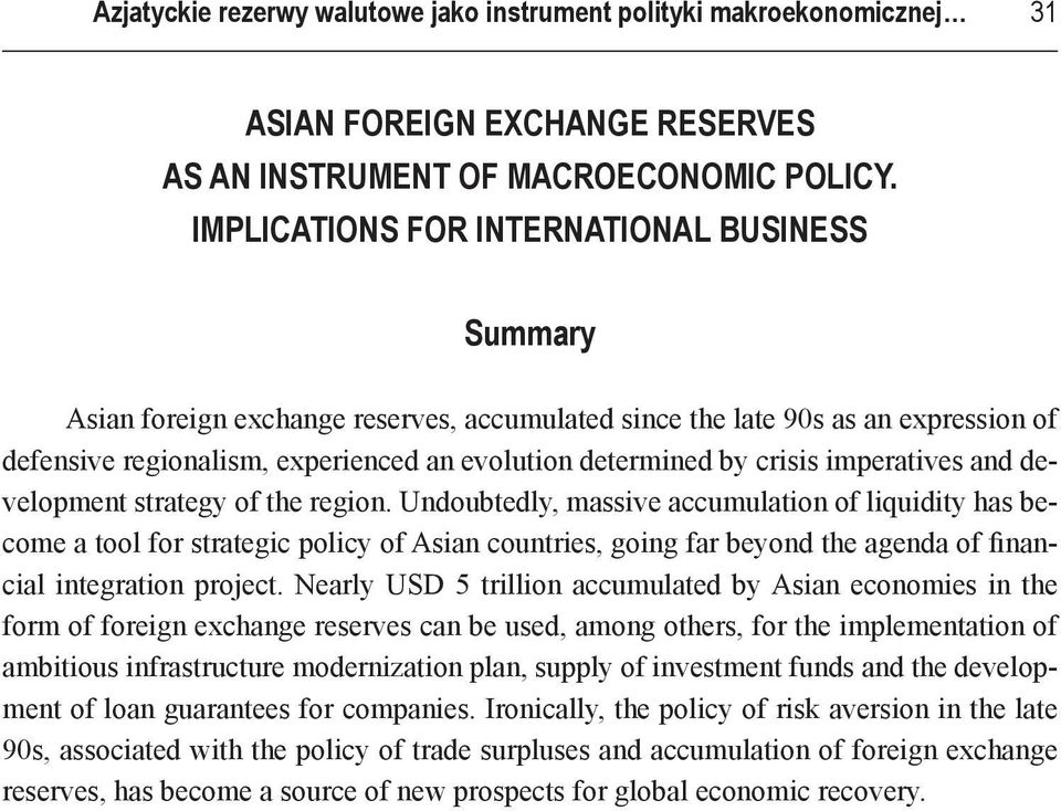 crisis imperatives and development strategy of the region.