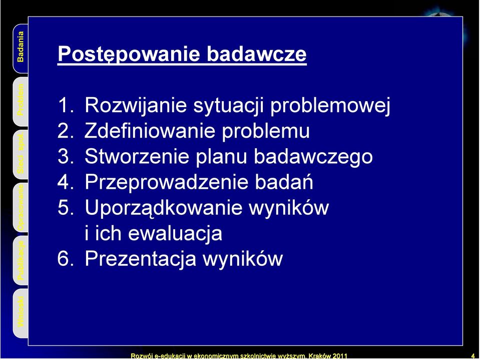 3. Zdefiniowanie Stworzenie planu problemu: badawczego 4. Jakie Przeprowadzenie są parametry dźwięku, badań jak je zbadać? 3. 5.