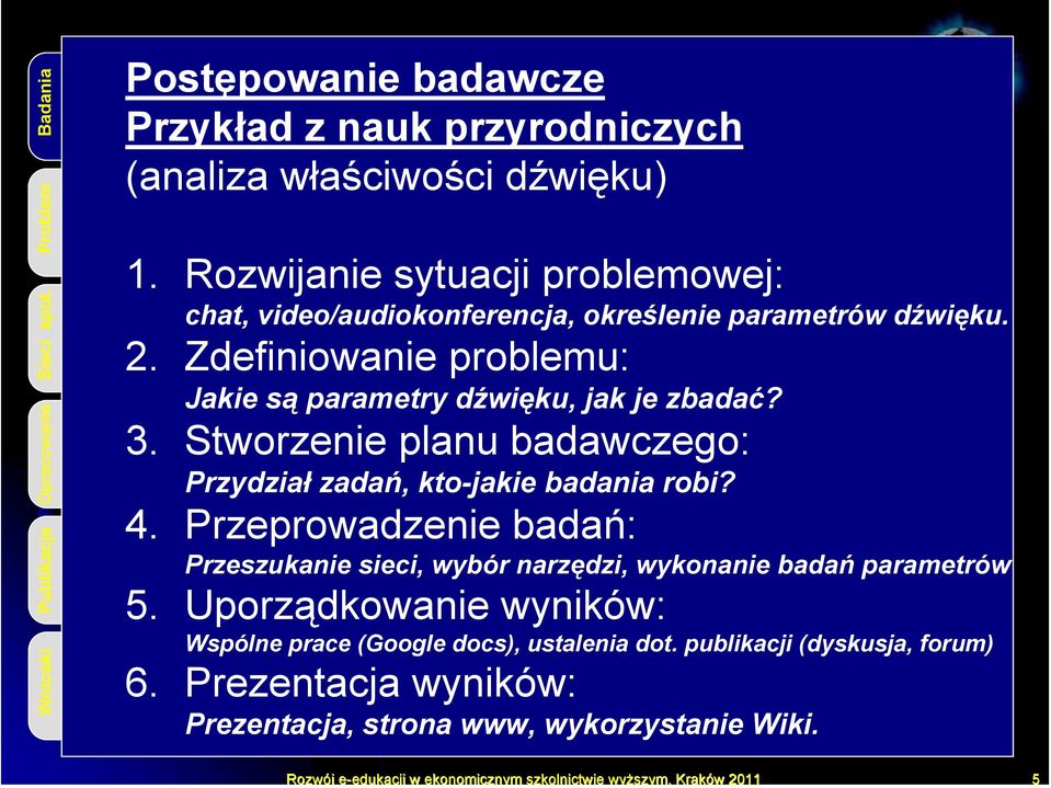 Rozwijanie sytuacji problemowej: chat, video/audiokonferencja, video/audiokonferencja. określenie parametrów dźwięku. 2.