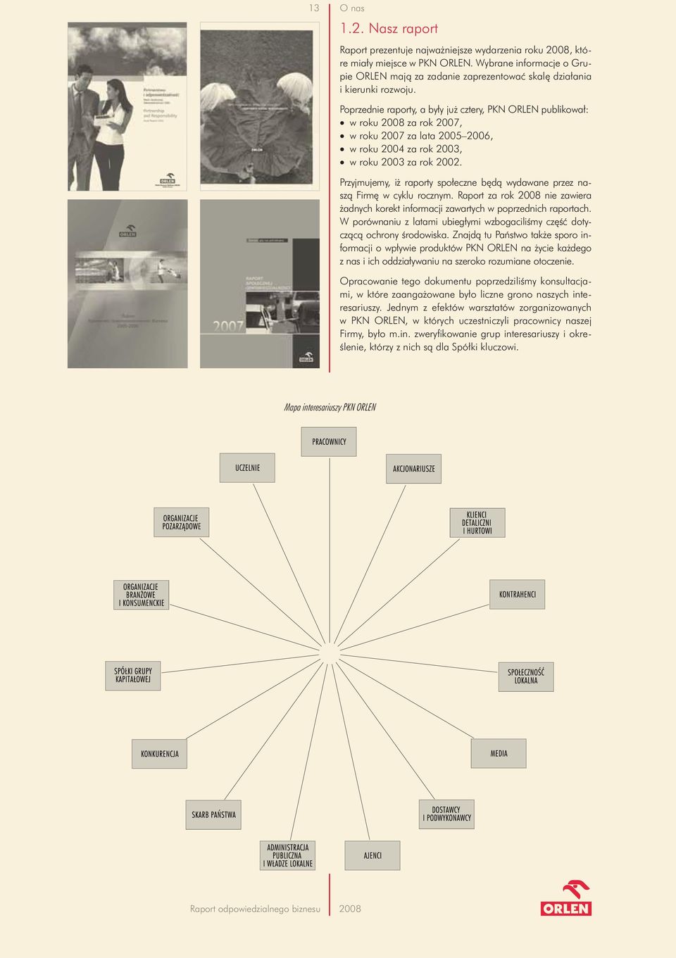 Poprzednie raporty, a były już cztery, PKN ORLEN publikował: w roku 2008 za rok 2007, w roku 2007 za lata 2005 2006, w roku 2004 za rok 2003, w roku 2003 za rok 2002.