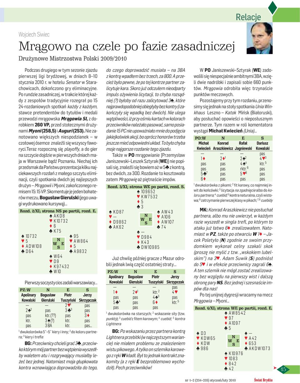 Po rundzie zasadniczej, w trakcie której każdy z zespołów tradycyjnie rozegrał po 5 24-rozdaniowych spotkań każdy z każdym, stawce pretendentów do tytułów i medali przewodzi mrągowska Mrągowia SI,