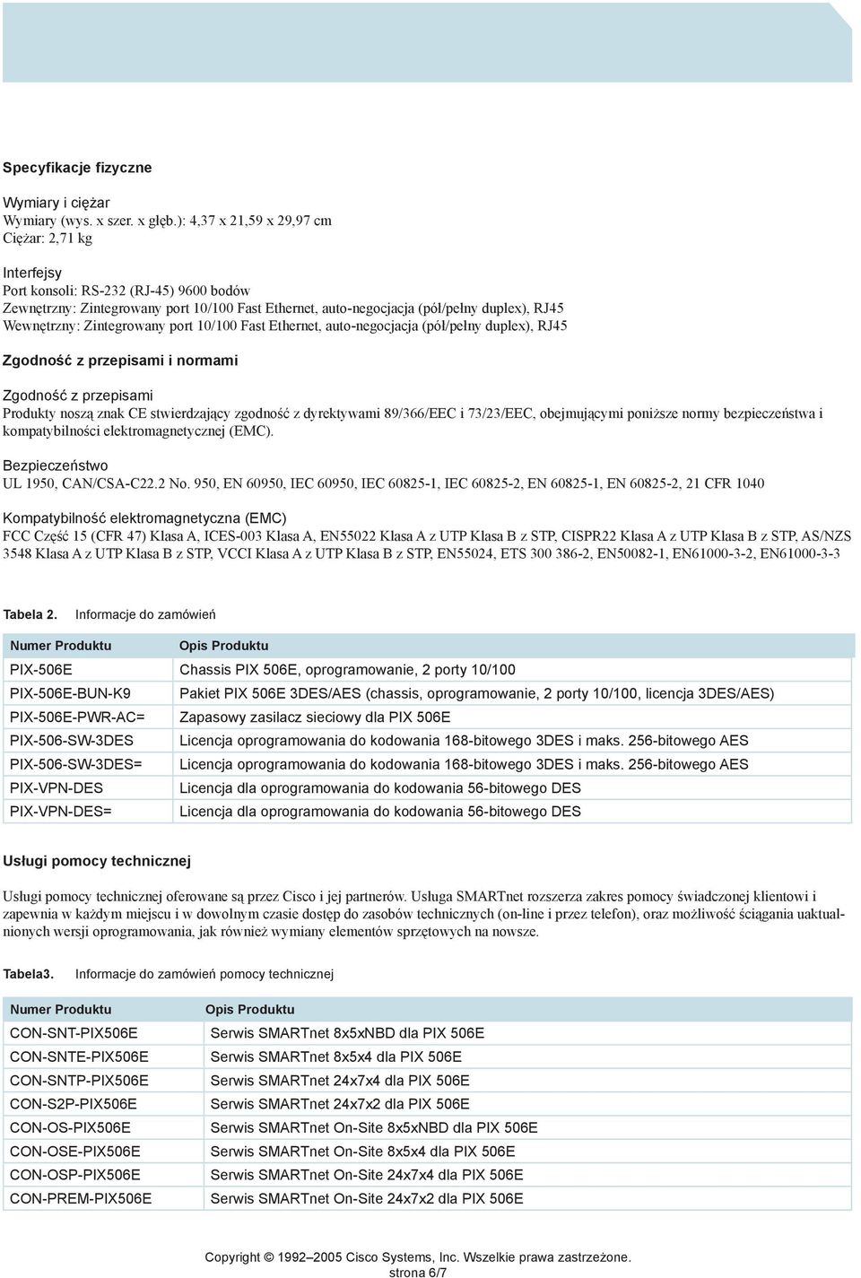 Zintegrowany port 10/100 Fast Ethernet, auto-negocjacja (pół/pełny duplex), RJ45 Zgodność z przepisami i normami Zgodność z przepisami Produkty noszą znak CE stwierdzający zgodność z dyrektywami