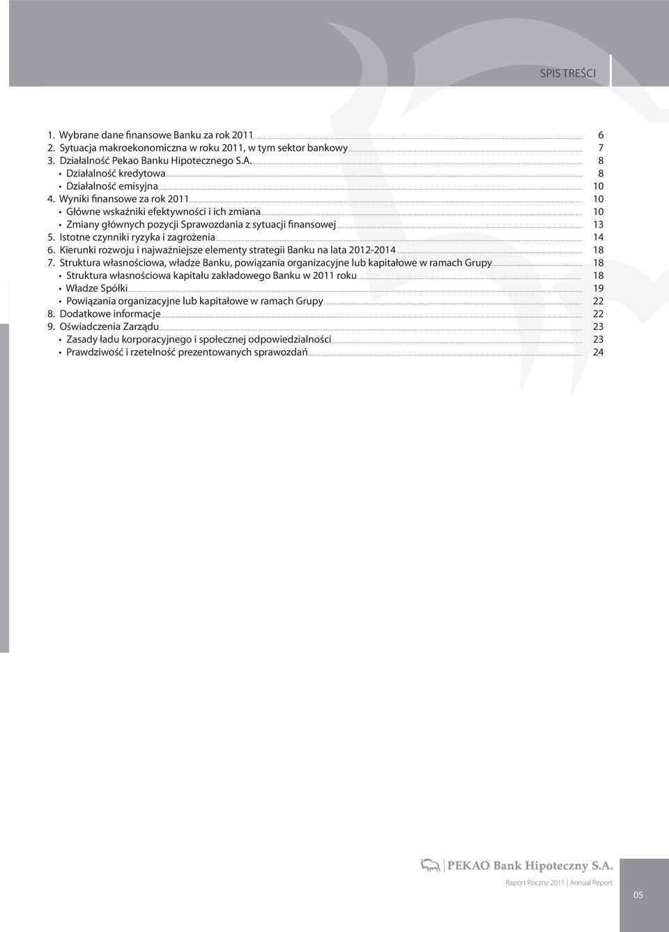 Istotne czynniki ryzyka i zagrożenia 14 6. Kierunki rozwoju i najważniejsze elementy strategii Banku na lata 2012-2014 18 7.