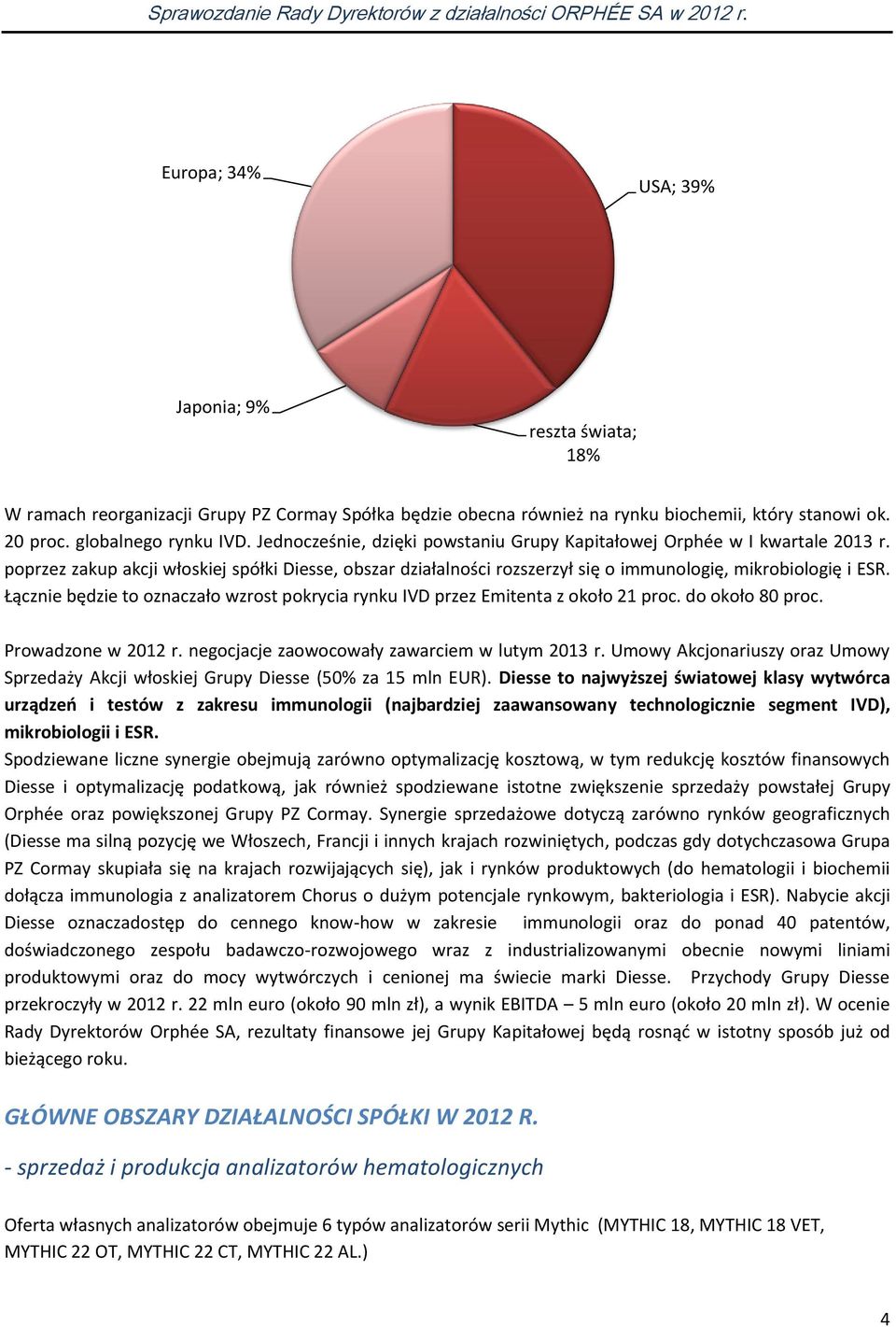 Łącznie będzie to oznaczało wzrost pokrycia rynku IVD przez Emitenta z około 21 proc. do około 80 proc. Prowadzone w 2012 r. negocjacje zaowocowały zawarciem w lutym 2013 r.