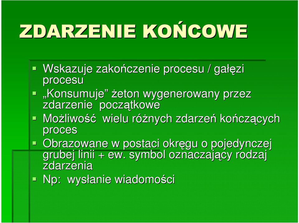 róŝnych r zdarzeń kończ czących cych proces Obrazowane w postaci okręgu o