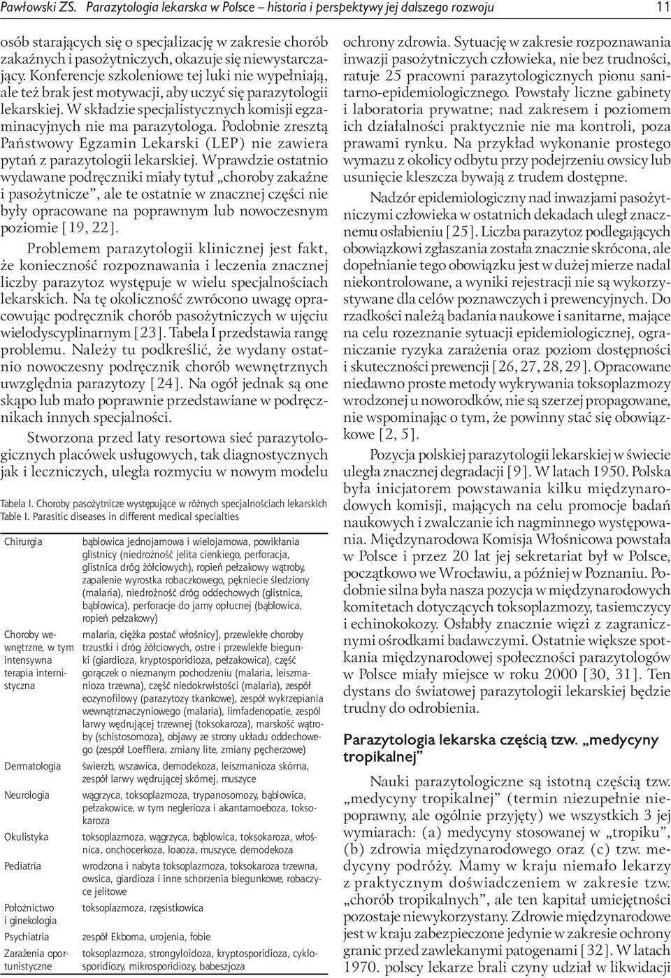 Konferencje szkoleniowe tej luki nie wypełniają, ale też brak jest motywacji, aby uczyć się parazytologii lekarskiej. W składzie specjalistycznych komisji egzaminacyjnych nie ma parazytologa.