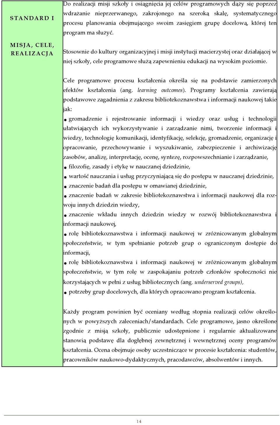 Stosownie do kultury organizacyjnej i misji instytucji macierzystej oraz działającej w niej szkoły, cele programowe służą zapewnieniu edukacji na wysokim poziomie.