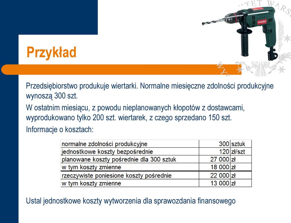 W ostatnim miesiącu, z powodu nieplanowanych kłopotów z dostawcami, wyprodukowano