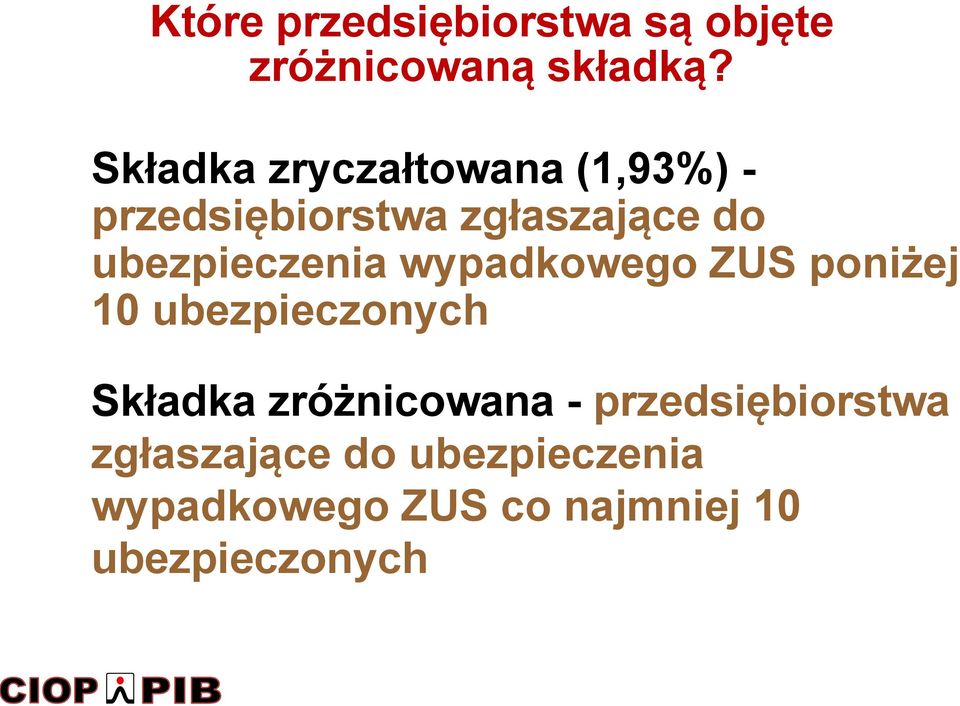 ubezpieczenia wypadkowego ZUS poniżej 10 ubezpieczonych Składka