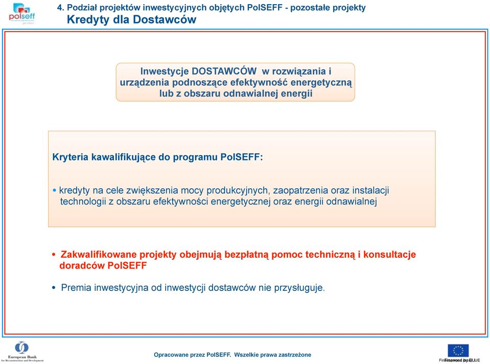 zaopatrzenia oraz instalacji technologii z obszaru efektywności energetycznej oraz energii odnawialnej Zakwalifikowane projekty obejmują bezpłatną pomoc