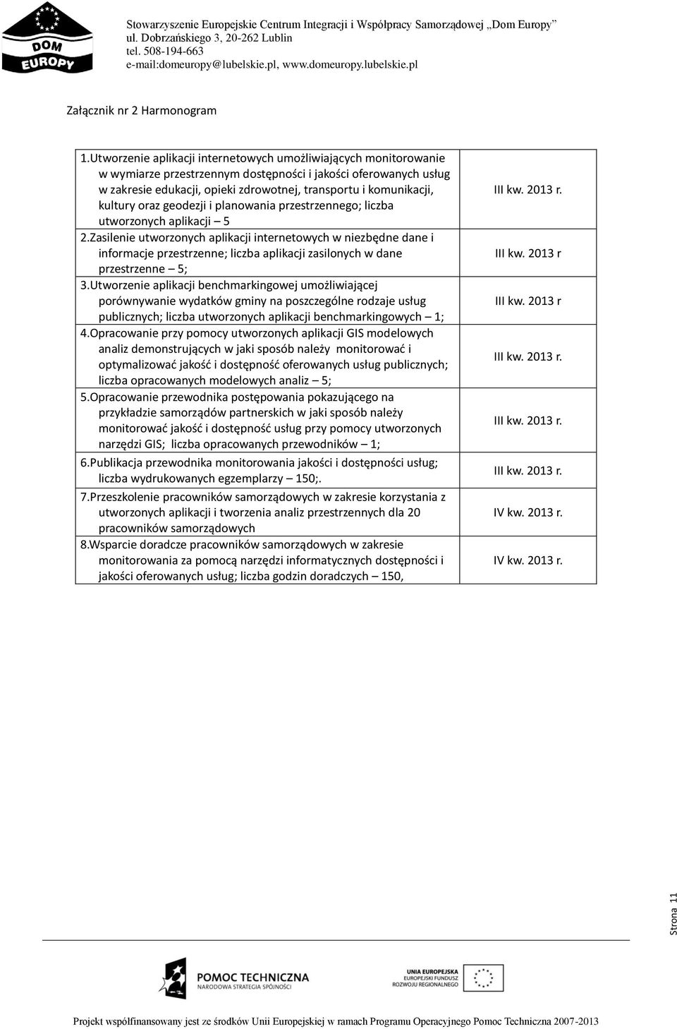 kultury oraz geodezji i planowania przestrzennego; liczba utworzonych aplikacji 5 2.