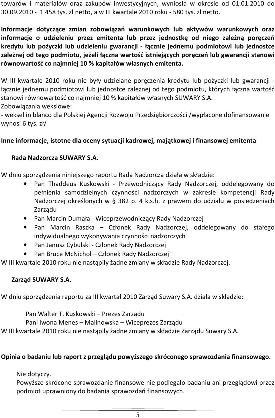 Informacje dotyczące zmian zobowiązań warunkowych lub aktywów warunkowych oraz informacje o udzieleniu przez emitenta lub przez jednostkę od niego zależną poręczeń kredytu lub pożyczki lub udzieleniu
