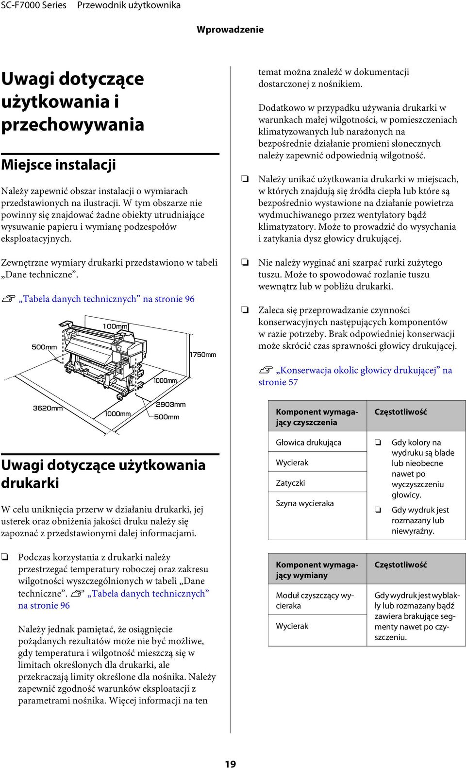 U Tabela danych technicznych na stronie 96 temat można znaleźć w dokumentacji dostarczonej z nośnikiem.